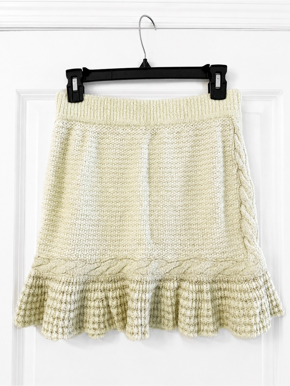 LoveShackFancy Heiress Knit Mini Skirt Pistachio Green Size Small Ruffle Hem